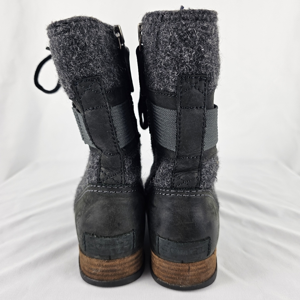 Sorel Womens Major Carly Winter Boots Black Gray Leather NL2324-010 Mid Calf 5.5 - Picture 8 of 9